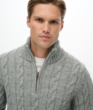 Jacob Cable Knit Half Zip Jumper Image 4