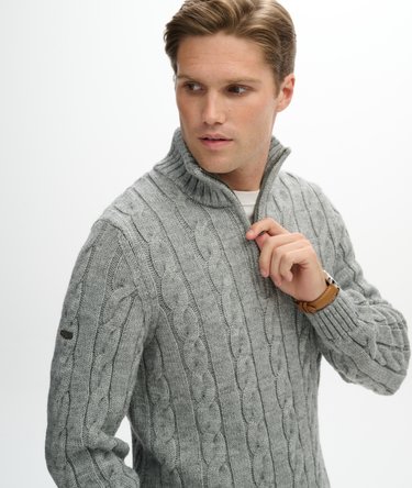 Jacob Cable Knit Half Zip Jumper Image 2