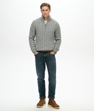 Jacob Cable Knit Half Zip Jumper Image 3