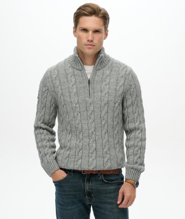 Jacob Cable Knit Half Zip Jumper Image 1