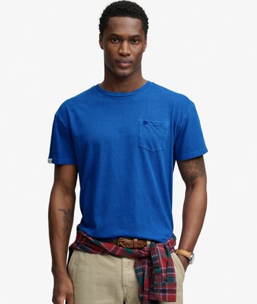 Klassisches Baumwoll-Leinen T-Shirt mit Tasche Image 2