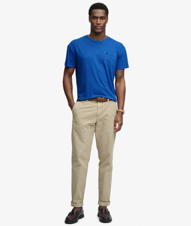 Klassisches Baumwoll-Leinen T-Shirt mit Tasche Image 3