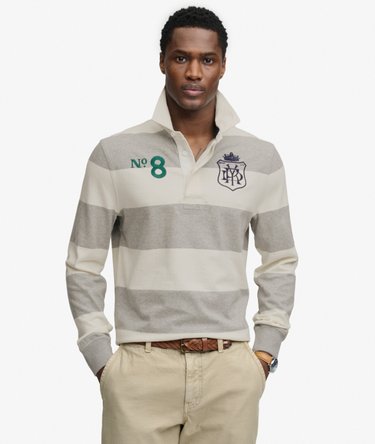 Double Emblem Stripe Rugby Top Image 1