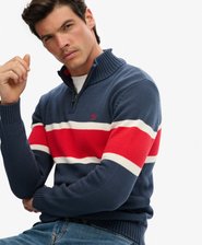 Cotton Stripe Half Zip Knit