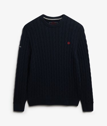Cotton Cable Knit Crew Jumper Image 5