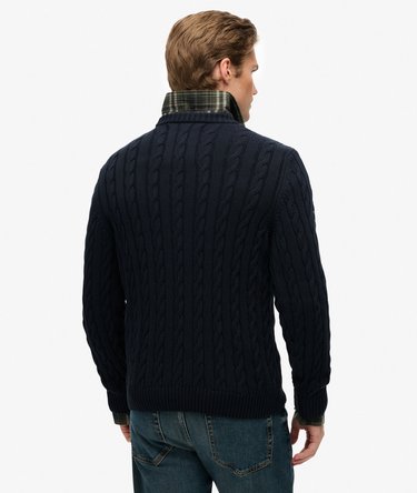 Cotton Cable Knit Crew Jumper Image 4