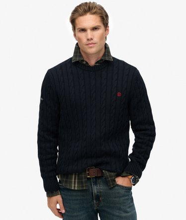 Cotton Cable Knit Crew Jumper Image 1