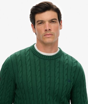 Cotton Cable Knit Crew Jumper Image 3
