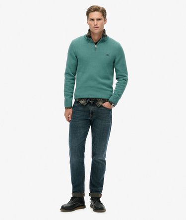 Cotton Half Zip Knit Jumper Image 2