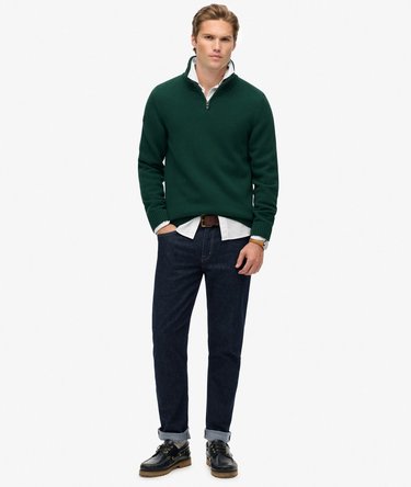 Cotton Half Zip Knit Jumper Image 2