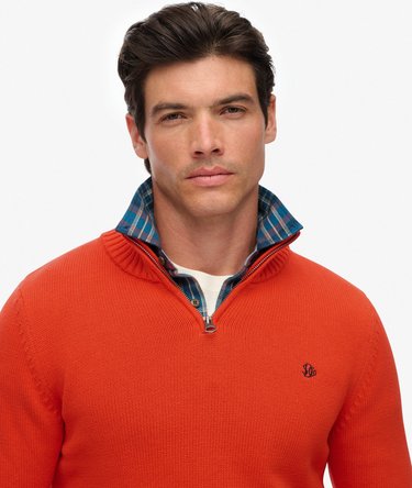 Cotton Half Zip Knit Jumper Image 3