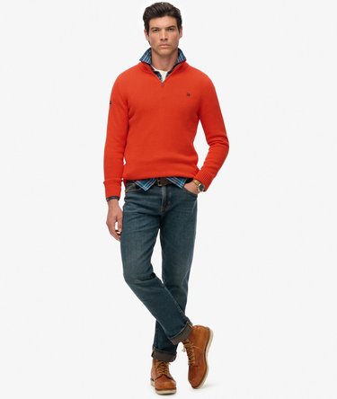 Cotton Half Zip Knit Jumper Image 2