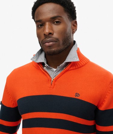Cotton Stripe Half Zip Knit Image 3