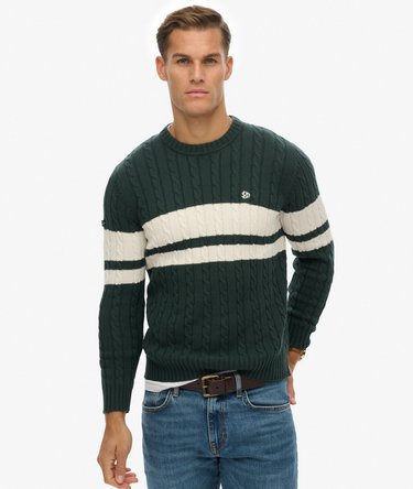 Cotton Stripe Cable Jumper Image 1