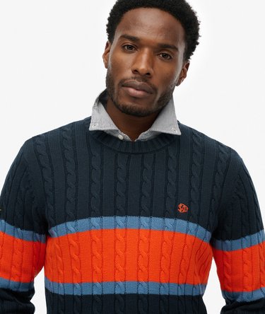 Cotton Stripe Cable Jumper Image 3
