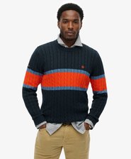 Maglione a trecce a righe in cotone