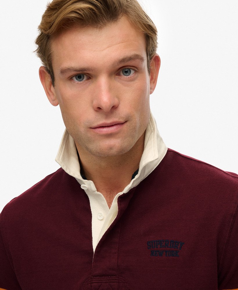 mens Vintage Athletic Stripe Rugby Top in PORT CHEST BAND | Superdry UK