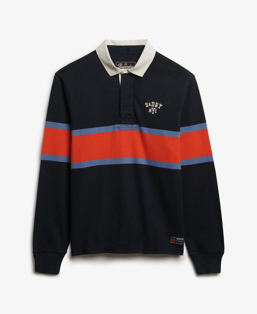 mens Vintage Athletic Stripe Rugby Top in NAVY CHEST BAND STRIPE ...