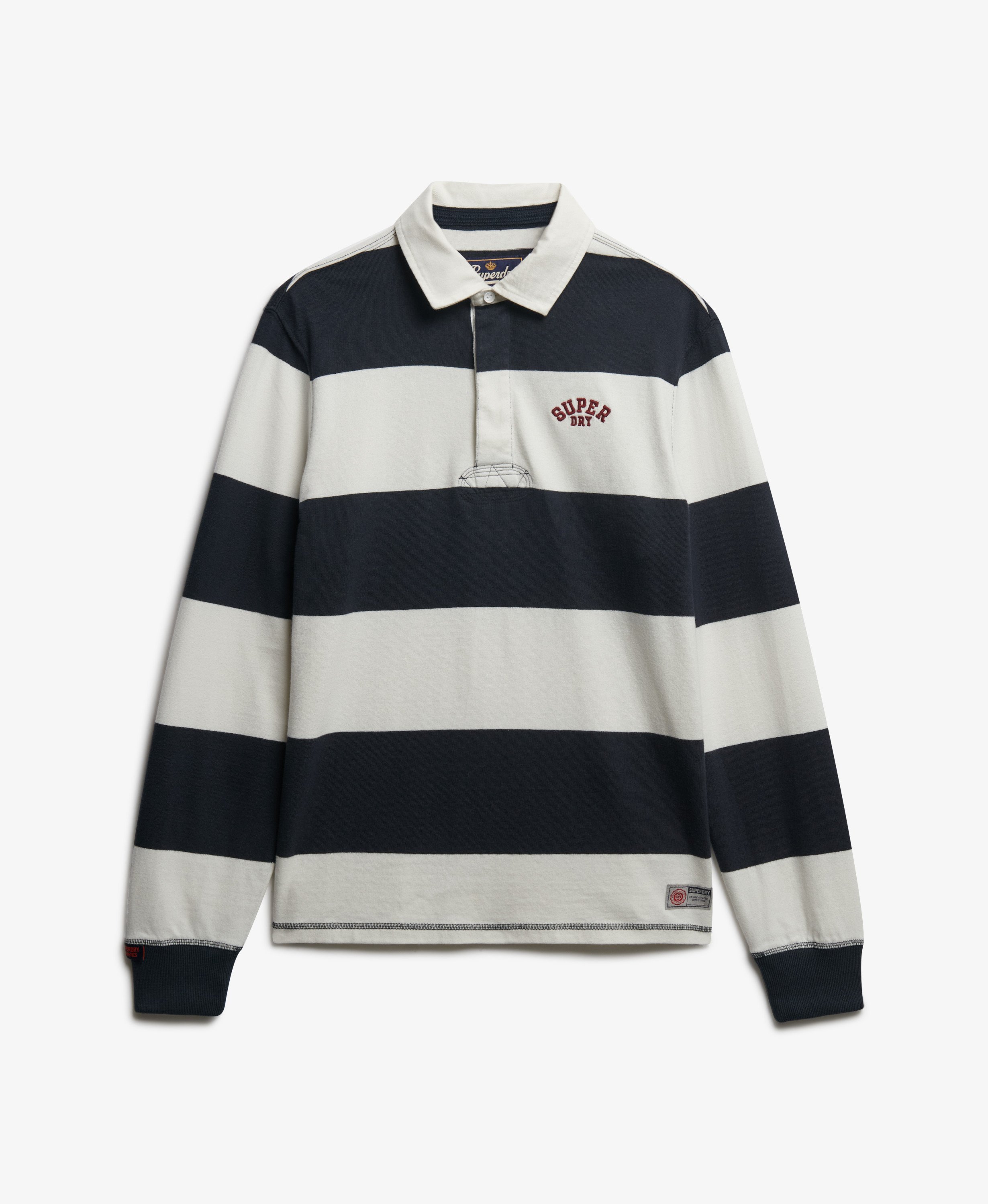 mens Vintage Athletic Stripe Rugby Top in Eclipse Navy/Ecru | Superdry UK
