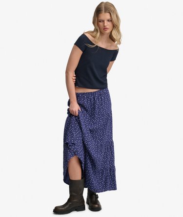 Woven Tiered Maxi Skirt Image 2