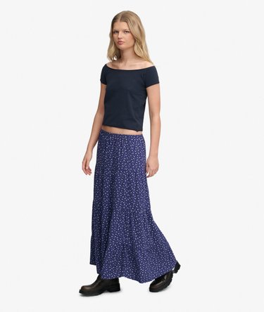 Woven Tiered Maxi Skirt Image 3