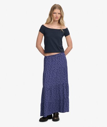 Woven Tiered Maxi Skirt Image 1