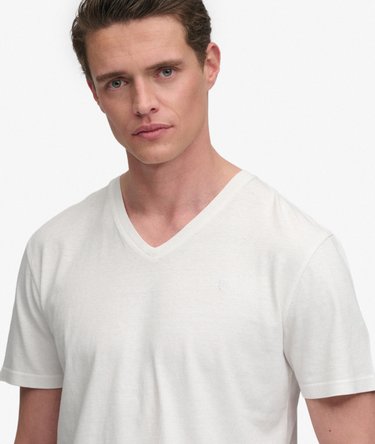 Katoenen Linnen V-hals T-shirt Relaxed Pasvorm Image 4