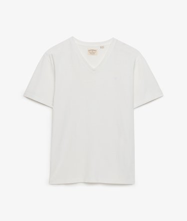 Katoenen Linnen V-hals T-shirt Relaxed Pasvorm Image 7