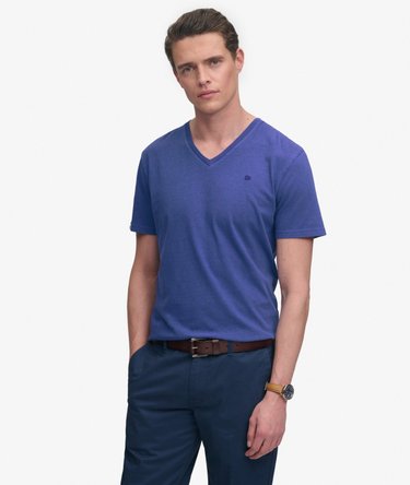 Classic Cotton Linen V-Neckline T-Shirt Image 1