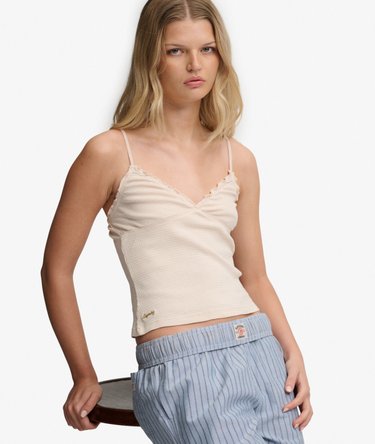 Athletic Essentials V-Neck Waffle Cami Top Image 2