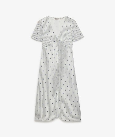 Abito Midi a Maniche Corte con Bottoni e Stampa Image 7