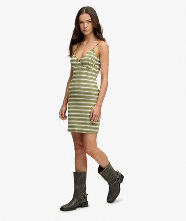 Robe Mini en Jersey C&ocirc;tel&eacute; &agrave; Rayures Image 3