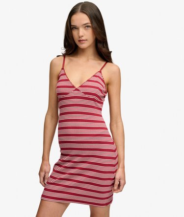 Gestreepte Ribjersey Minijurk Image 5