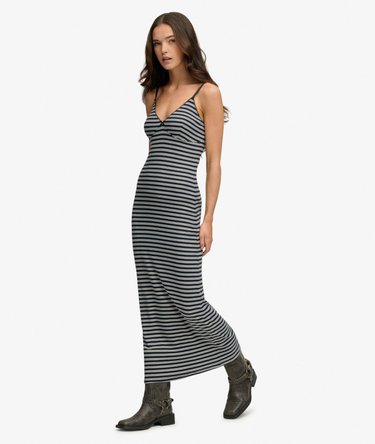 Stripe Ribbed Jersey Maxi Dress Image 3