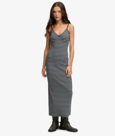 Stripe Ribbed Jersey Maxi Dress Image 1