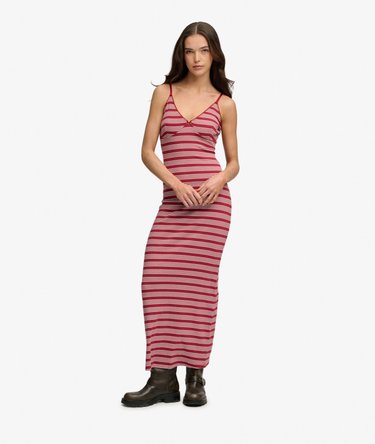 Stripe Ribbed Jersey Maxi Dress Image 1
