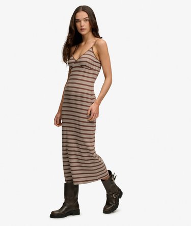 Stripe Ribbed Jersey Maxi Dress Image 3