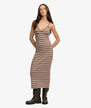 Stripe Ribbed Jersey Maxi Dress Image 1