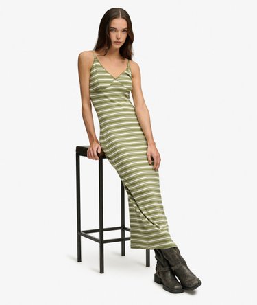 Stripe Ribbed Jersey Maxi Dress Image 2