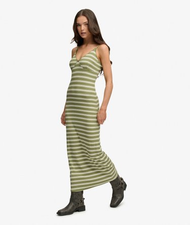 Stripe Ribbed Jersey Maxi Dress Image 3