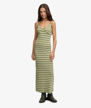 Stripe Ribbed Jersey Maxi Dress Image 1