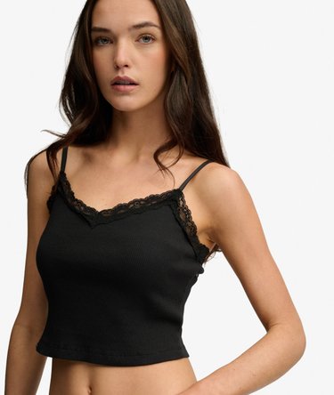 Essential Crop Top met Kanten Afwerking Image 2