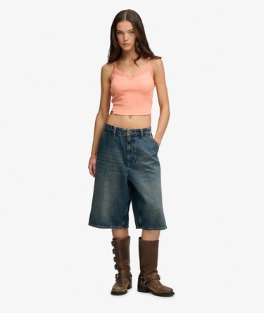 Essential Crop Top met Kanten Afwerking Image 3