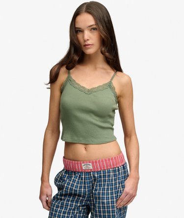 Essential Crop Top met Kanten Afwerking Image 1