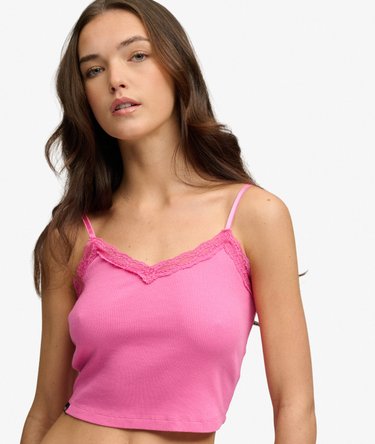 Essential Crop Top met Kanten Afwerking Image 4