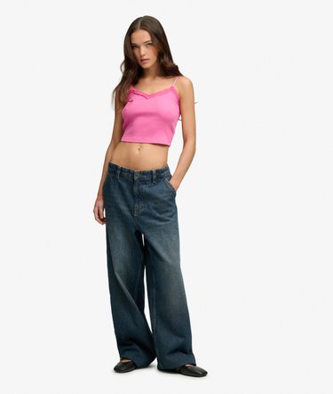 Essential Crop Top met Kanten Afwerking Image 3