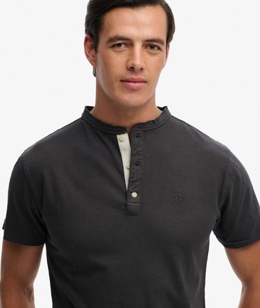 Classic Cotton Linen Short Sleeve Grandad T-shirt Image 4