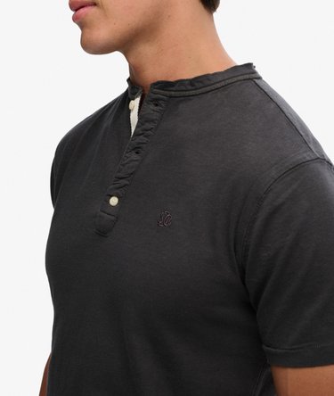 Classic Cotton Linen Short Sleeve Grandad T-shirt Image 2