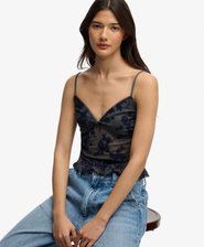 Flocked Mesh Cami Top