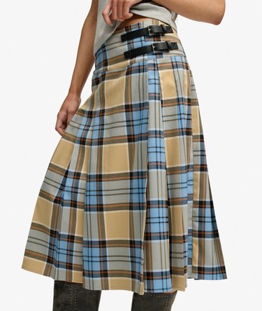 Check Pleated Midi Skirt Image 3